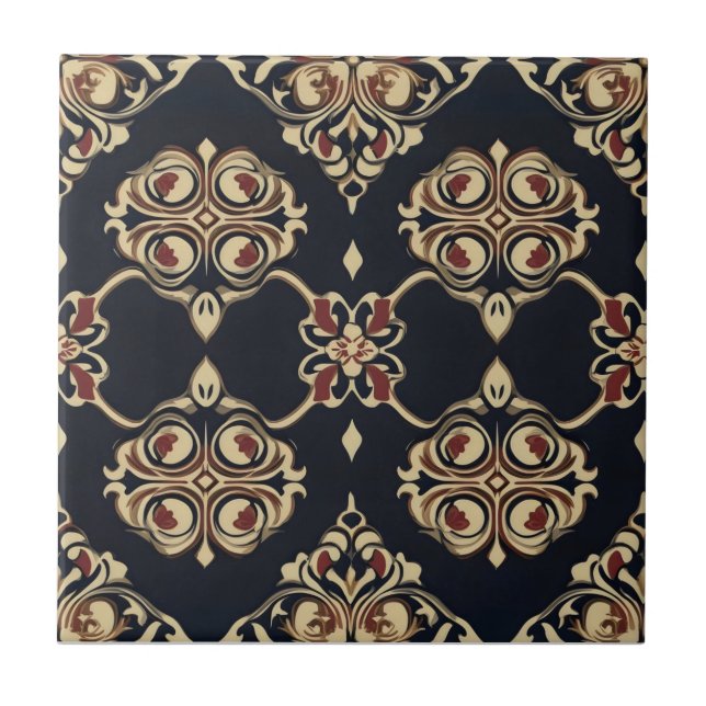 Elegant Ornamental Mönster Kakelplatta (Framsidan)