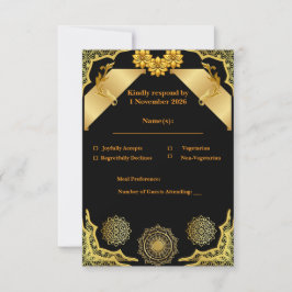 Elegant Ornamenterad Svart Svarsmall OSA Kort