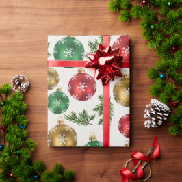 Elegant Ornaments & Pine Wrapping Paper Presentpapper