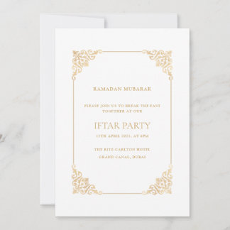 Elegant Ornate Baroque Gold Script Iftar Party Inbjudningar