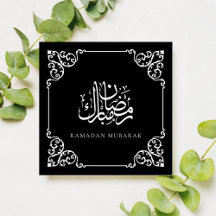 Elegant Ornate Black Ramadan Kareem Ram Hälsning