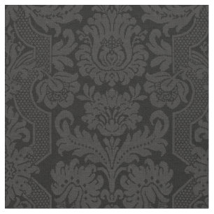 Elegant Ornate Black Victorian Damask  Tyg