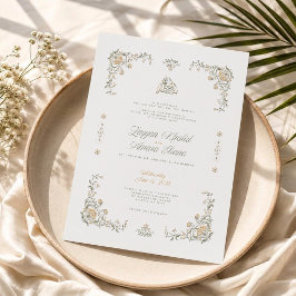 Elegant Ornate Blommig Islamisk Bröllopsinbjudan Inbjudningar