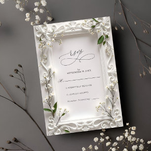 Elegant Ornate blommigt Grönt Löv Bröllop OSA Kort