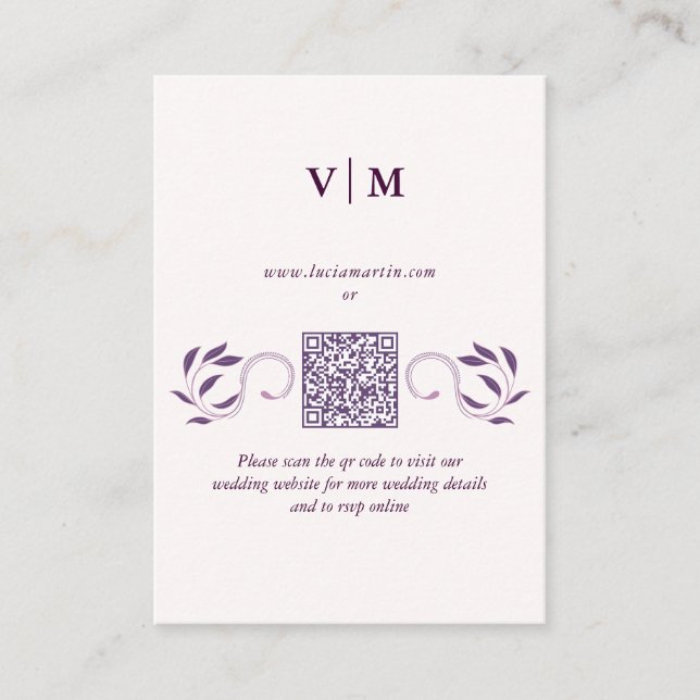 Elegant Ornate-Blommigt QR-kodBröllop OSA Tilläggskort (Framsida)