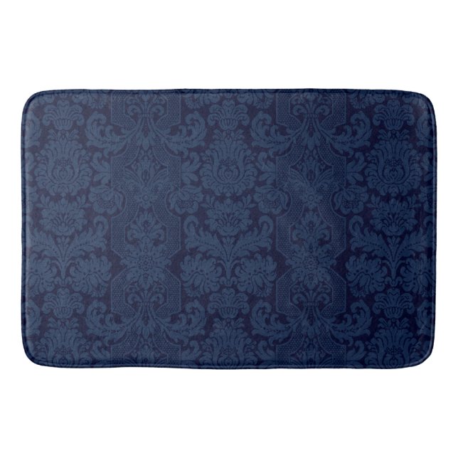Elegant Ornate Blue Victorian Damask Badrumsmatta (Framsidan)