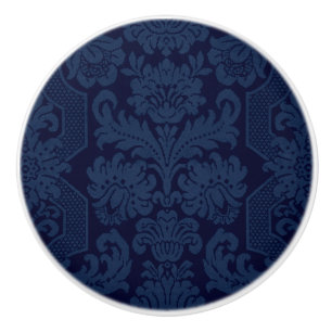 Elegant Ornate Blue Victorian Damask Knopp