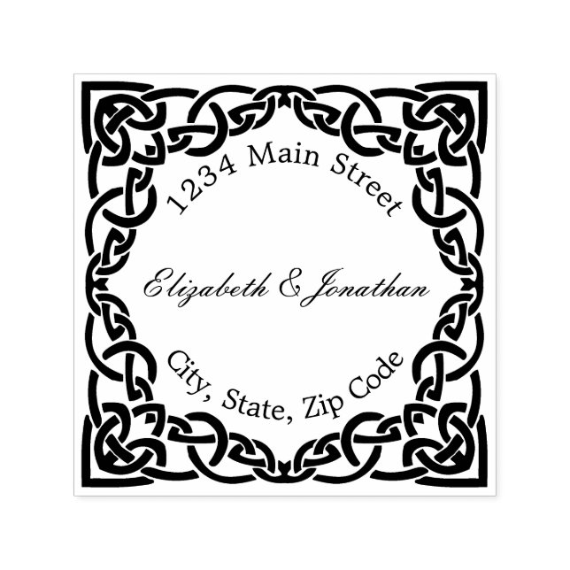 Elegant Ornate Celtic Knot Gräns Returadress Självfärgande Stämpel (Design)