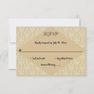 Elegant Ornate Classic Formal Beige Damask Wedding OSA Kort