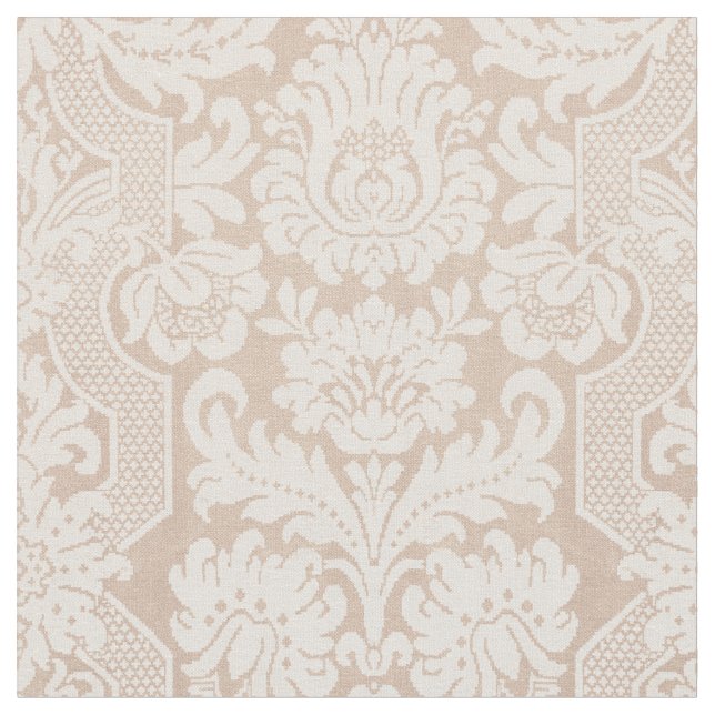 Elegant Ornate Cream Victorian Damask Tyg (Närbild)