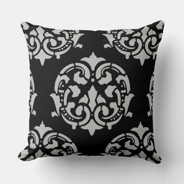 Elegant Ornate Damaskmönster Kudde (Framsida)