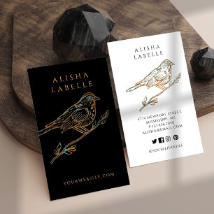 Elegant Ornate Decorative Peached Bird Logotyp Bla Visitkort