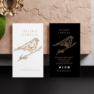 Elegant Ornate Decorative Peached Bird Logotyp Whi Visitkort