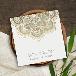 Elegant Ornate Gold Foil Teal Turcos Mandala Fyrkantigt Visitkort