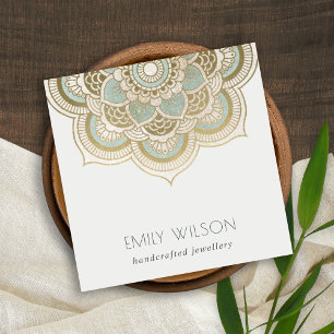 Elegant Ornate Gold Foil Teal Turcos Mandala Fyrkantigt Visitkort