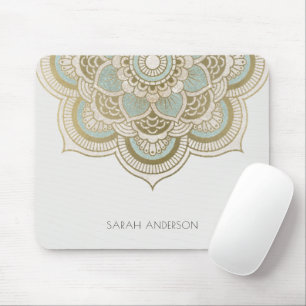 Elegant Ornate Gold Foil Teal Turcos Mandala Musmatta