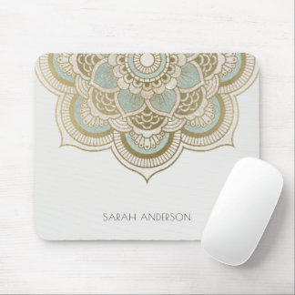Elegant Ornate Gold Foil Teal Turcos Mandala Musmatta