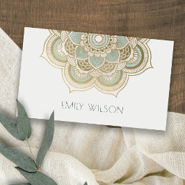 Elegant Ornate Gold Foil Teal Turcos Mandala Visitkort