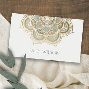 Elegant Ornate Gold Foil Teal Turcos Mandala Visitkort
