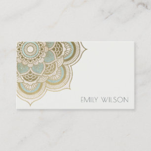 Elegant Ornate Gold Foil Teal Turcos Mandala Visitkort