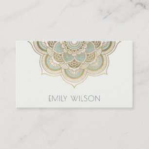 Elegant Ornate Gold Foil Teal Turcos Mandala Visitkort