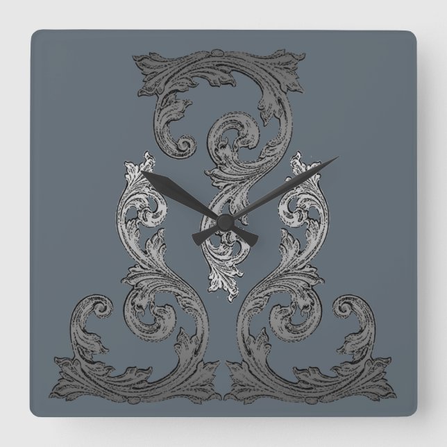 Elegant Ornate Goth Design Fyrkantig Klocka (Framsida)