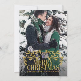 Elegant Ornate Guld God jul-fotokort Julkort