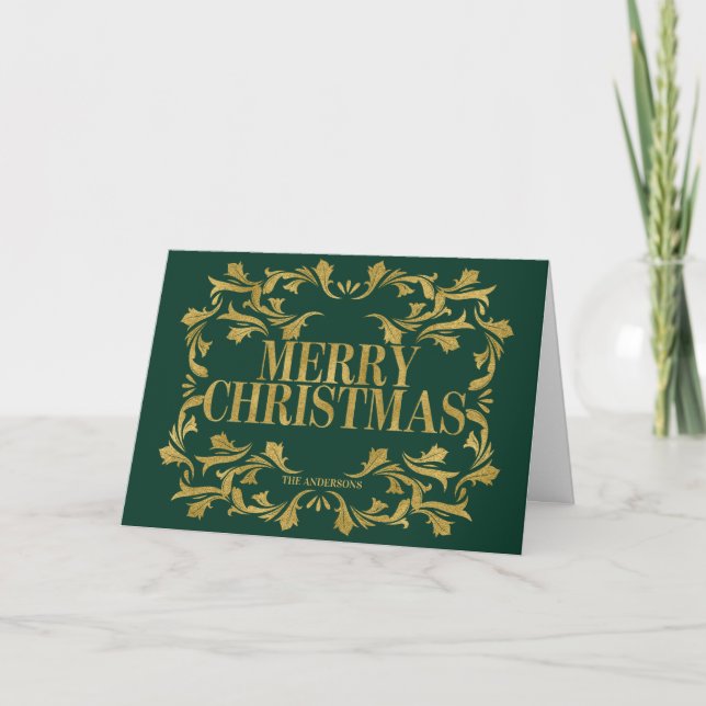 Elegant Ornate Guld God jul Greeting Card Helgkort (Framsida)