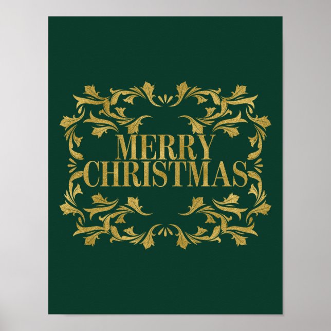 Elegant Ornate Guld God jul Poster tecken (Framsidan)