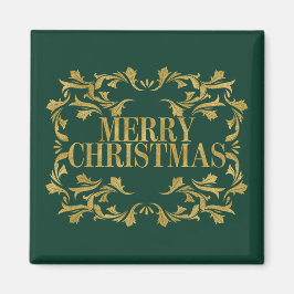 Elegant Ornate Guld God jul Square Magnet