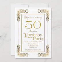 Elegant Ornate Guld Snöre 50:e Födelsedagsfesten