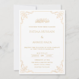 Elegant Ornate Guld Snyggt Script Muslim Bröllop Inbjudningar