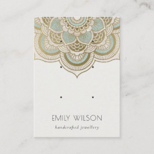Elegant Ornate Guld Teal Mandala 3 Visning Visitkort