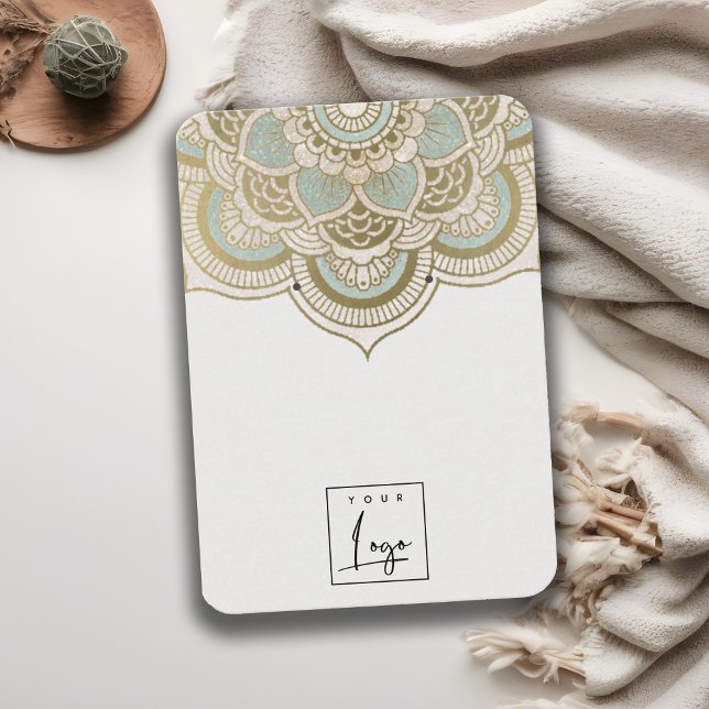 Elegant Ornate Guld Teal Mandala Earring Visning Visitkort (Skapare uppladdad)