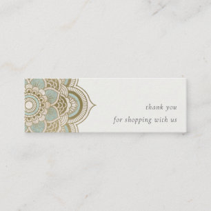 Elegant Ornate Guld Teal Mandala Tack Mini Visitkort