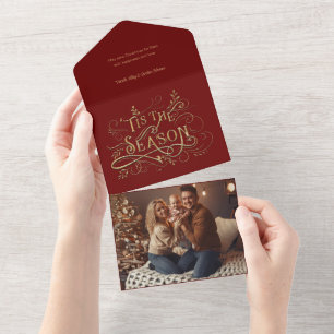 Elegant Ornate Guld "Tis the Season Typography