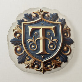 Elegant Ornate Heraldic Shield Rund Kudde