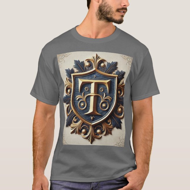 Elegant Ornate Heraldisk Sköld T Shirt (Framsida)