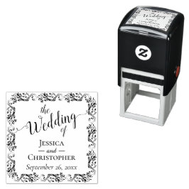 Elegant Ornate Lacy Gräns Bröllop Självfärgande Stämpel