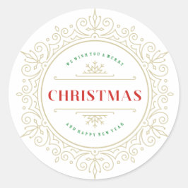 Elegant Ornate Ram Julhälsningar Runt Klistermärke