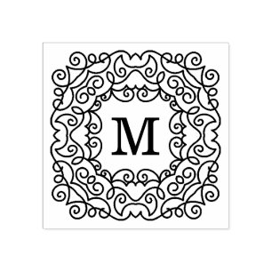 Elegant Ornate Ram Monogram Stämpel