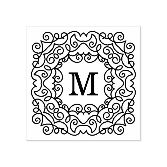 Elegant Ornate Ram Monogram Stämpel (Tryck)