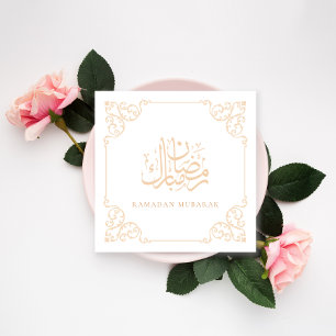 Elegant Ornate Ramadan Kareem Guld Ram Hälsning Julkort