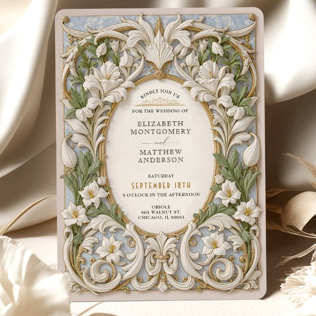 Elegant Ornate Rococo Baroque Bröllop Inbjudningar (Skapare uppladdad)