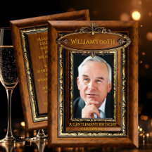 Elegant Ornate Rustik Guld Trä Foto Födelsedag män