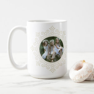 Elegant Ornate Snowflake Helgdag Photo Kaffemugg