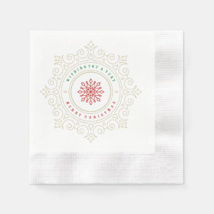 Elegant Ornate Snowflake Julhälsningar Pappersservett