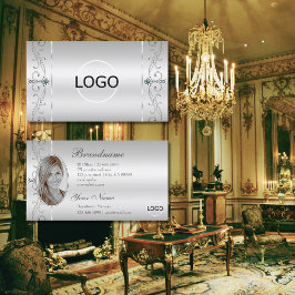 Elegant Ornate Squiggled Jewels Logotyp & Foto Visitkort