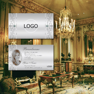 Elegant Ornate Squiggled Jewels Logotyp & Foto Visitkort
