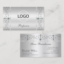 Elegant Ornate Squiggled Jewels med Logotyp Visitkort